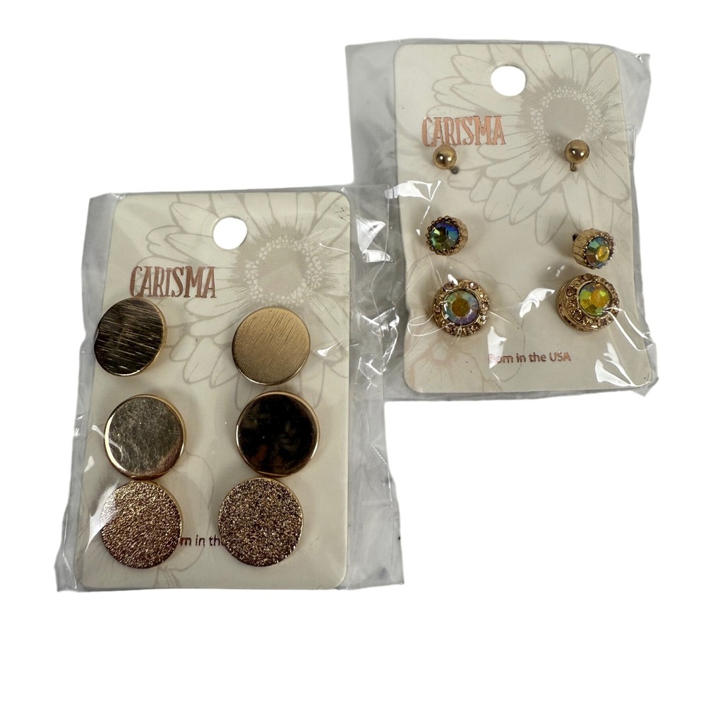 NEW Carisma Gold Tone Stud Earrings Set 6‎ Pairs Mixed Styles